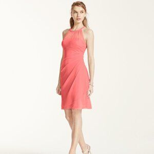 DAVID'S BRIDAL Coral Sleeveless Midi Dress Size 0